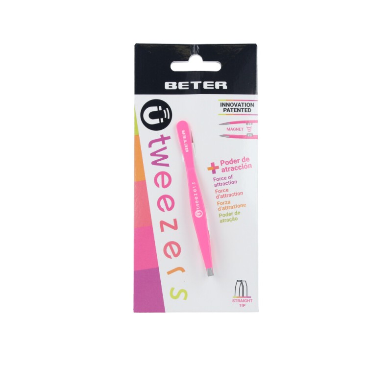 PINZA depilar magnética punta recta fucsia 1 u