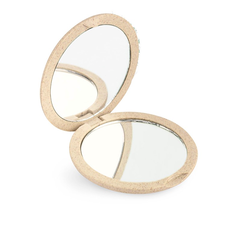 ESPEJO bolso natural fiber doble plegable x4 beige 1 u