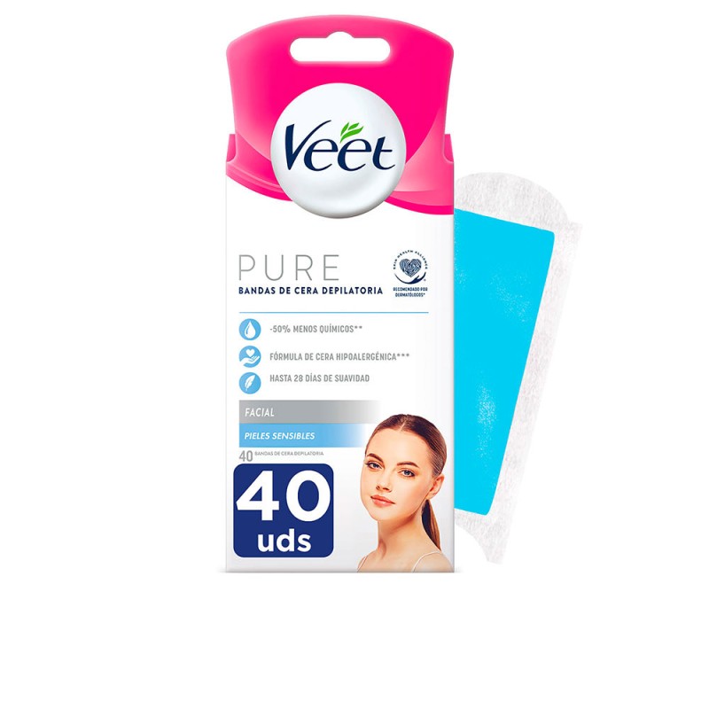 PURE WAX BANDS visage peau sensible 40 u