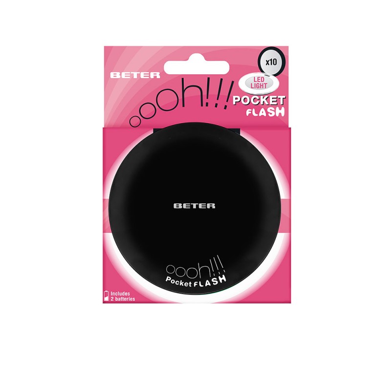 ESPEJO OHH pocket flash con luz y aumento x10 negro 5 ml