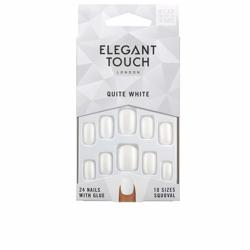 POLISHED COLOUR nails with glue squoval quite white