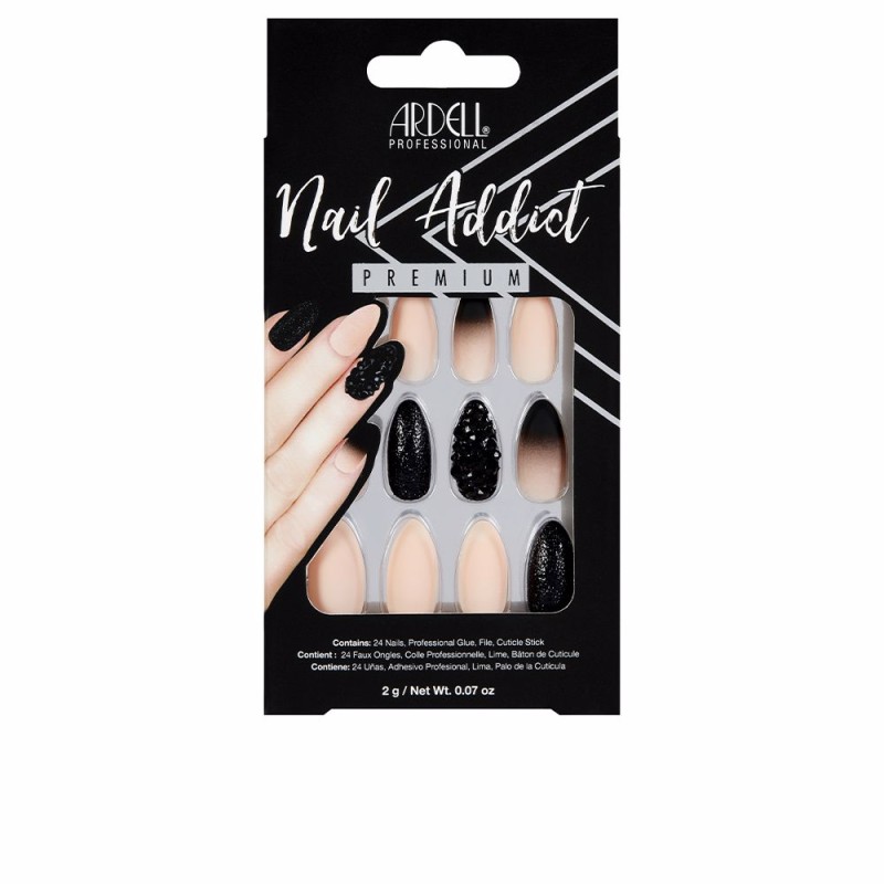 NAIL ADDICT black stud pink ombre 1 u