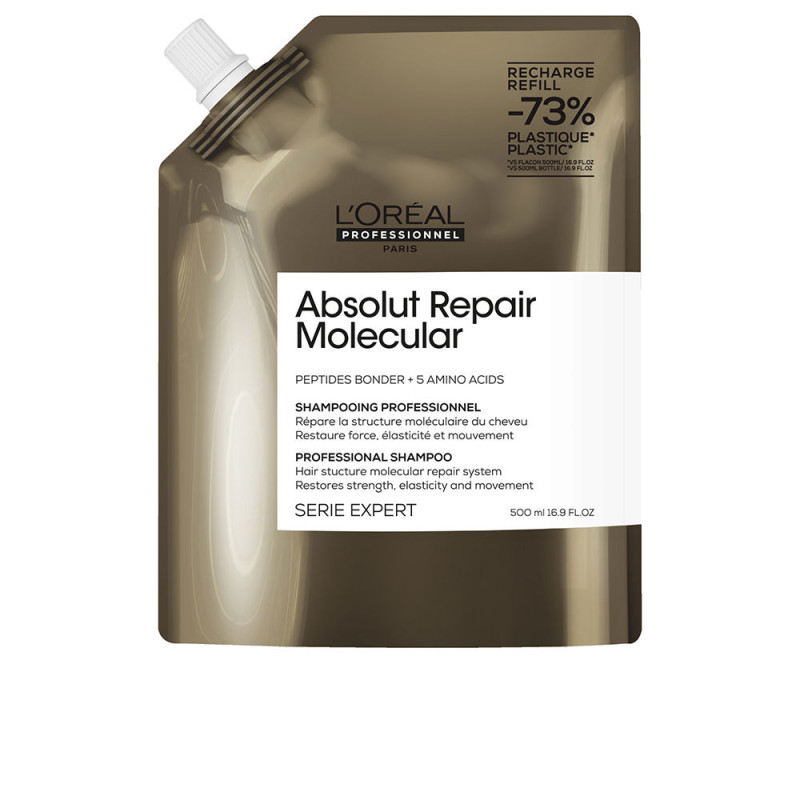 ABSOLUT REPAIR MOLECULAR shampooing professionnel sans sulfate pour cheveux abîmés recharge 500 ml