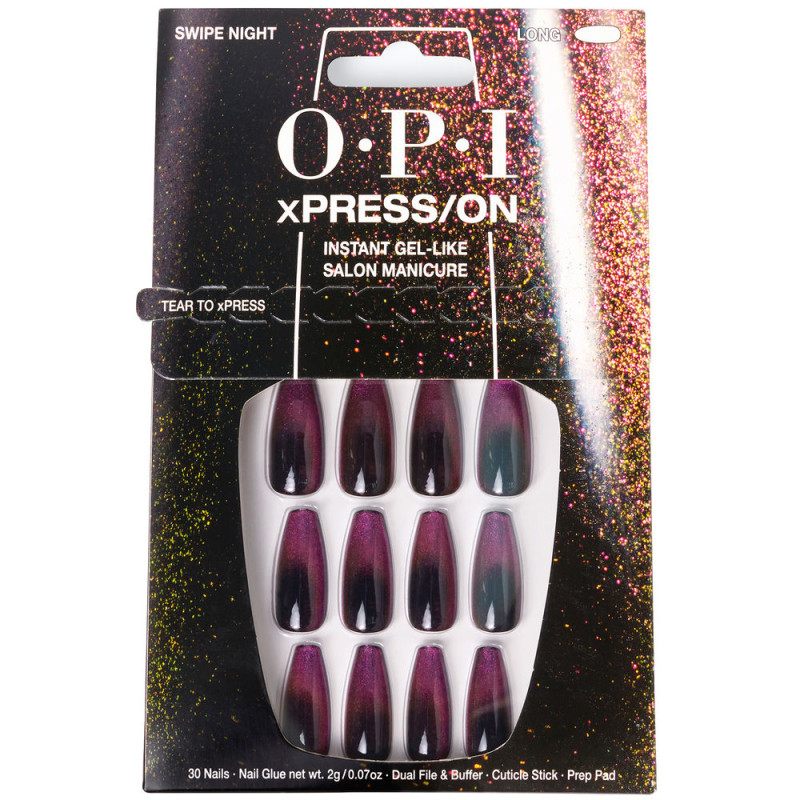 OPI xPRESS/ON Ongles artificiels Nail Art Swipe Night 30 u