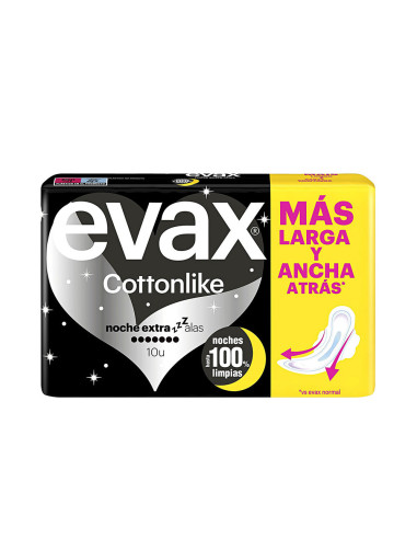 Serviettes de nuit extra-ailées EVAX COTTONLIKE 10 unités