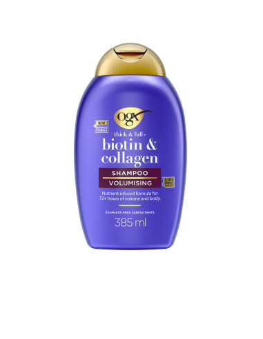 OGX Champú Sin sulfatos ni Parabenos Con Biotina y Colágeno Para Pelo Fino y Delgado 385 ml