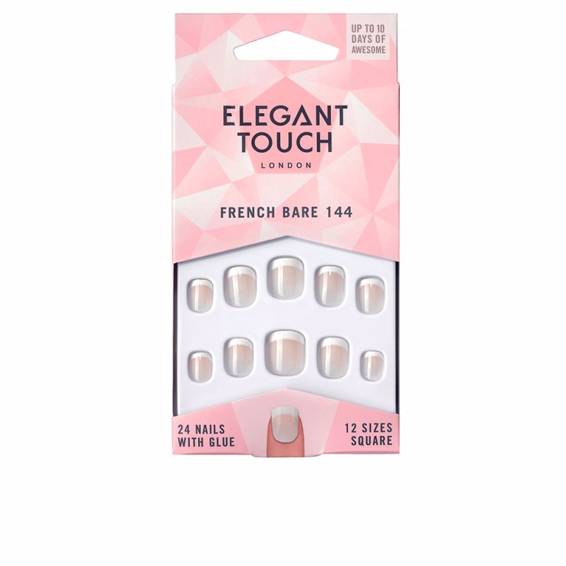 FRENCH bare nails with glue square 144-XS 24 u