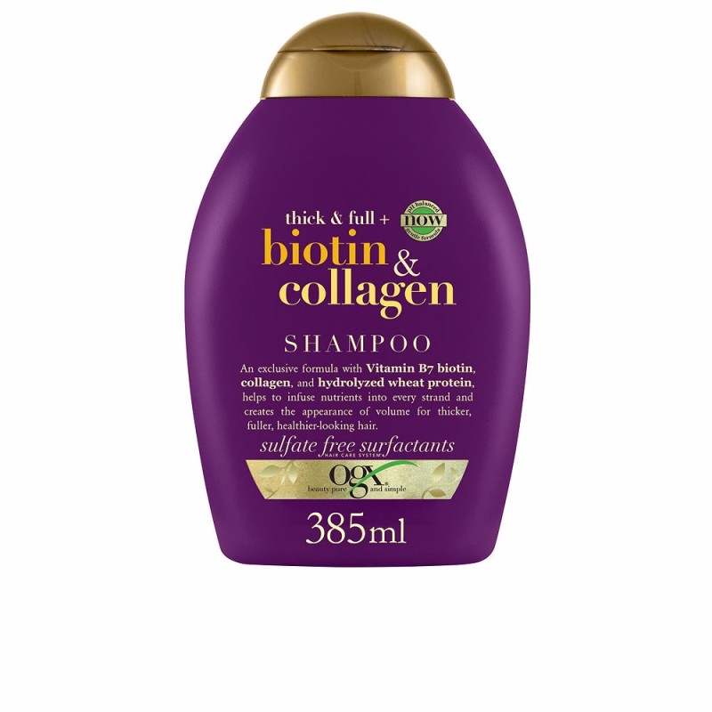 OGX Champú Sin sulfatos ni Parabenos Con Biotina y Colágeno Para Pelo Fino y Delgado 385 ml